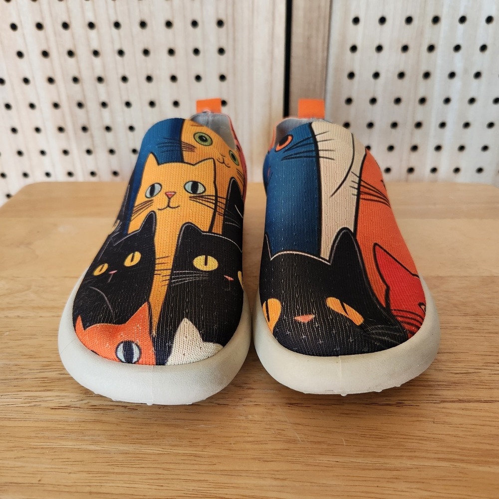 Cat Slip On Art Deco Colorful Shoes Size 9.5 Pet Kitty Unique - Picture 3 of 7